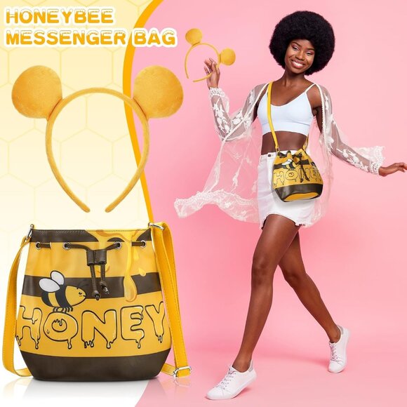 Halloween Bear Costume Accessories Honey Jar Bag and Ears Headband - Picture 6 of 6